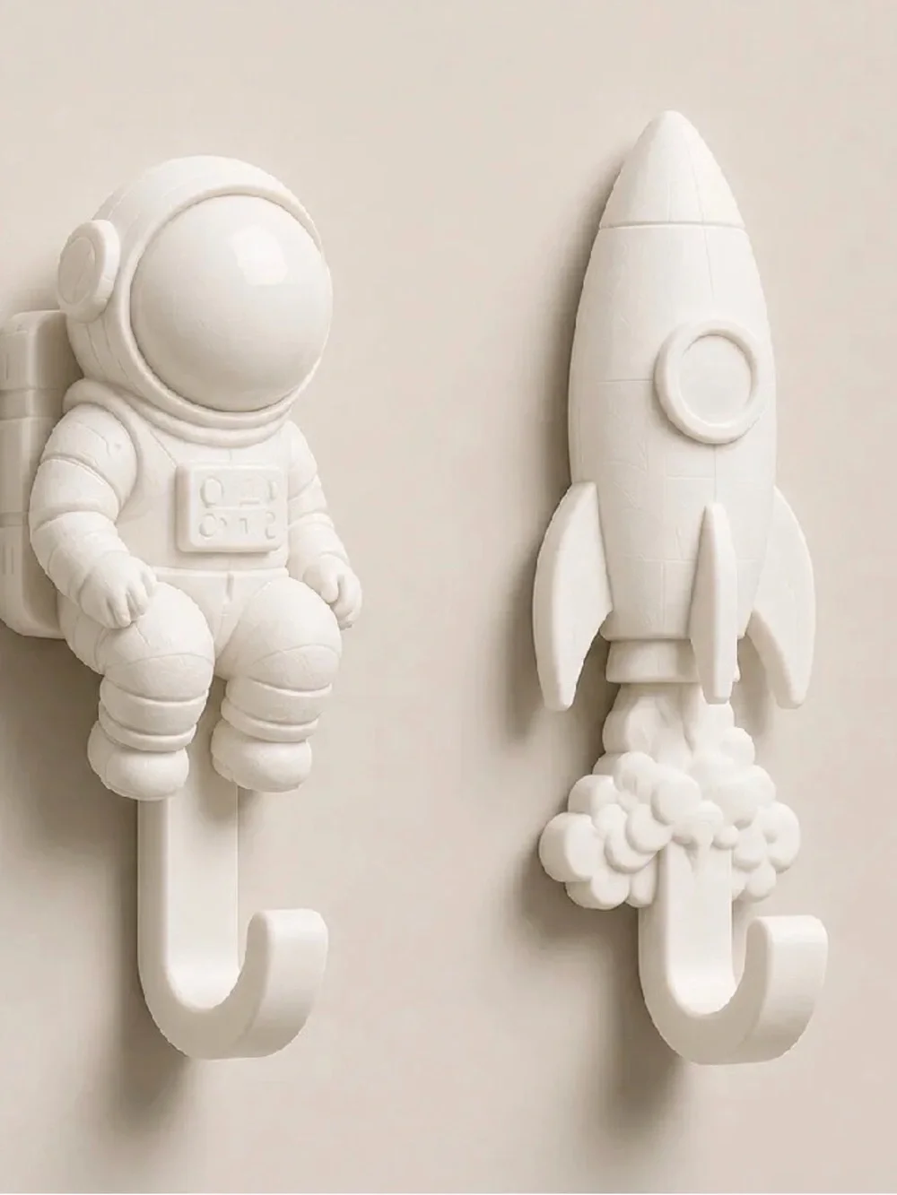 3D Printed Space Wall Hook Set Astronaut Rocket Decor